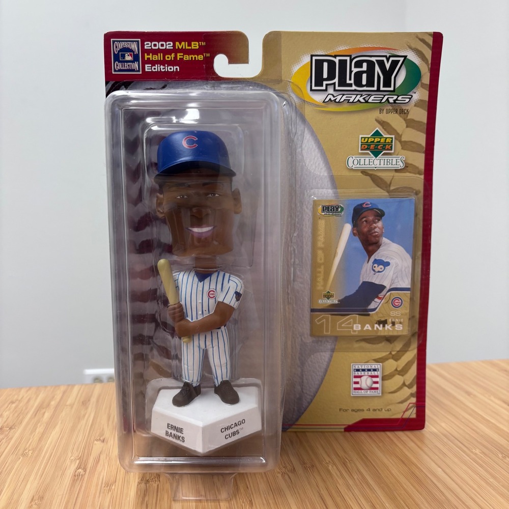 Upper Deck Ernie Banks Bobblehead Blue‎ Cubs HOF PlayMakers 2002
